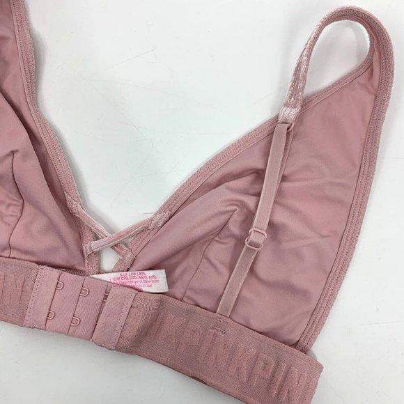 PINK Victoria's Secret Bralette Velvet Unlined Ribbed Spell Out - Picture 6 of 8